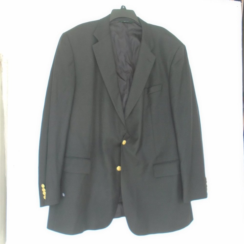 Brooks Brothers Country Club Lano Piano Fabric Wool Jacket Mens Size 48 LG Black